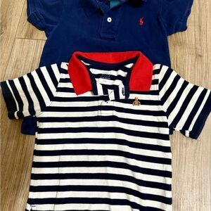 BUNDLE Polo by Ralph Lauren Navy Blue & Baby Gap Navy and White Striped Polo.
